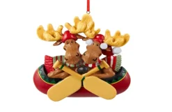 Family Of 2 Moose In A Canoe