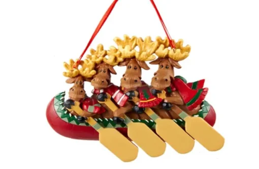 Family Of 4 Moose In A Canoe