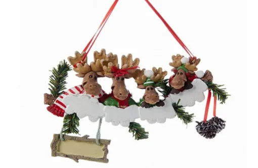 Family Of 4 Moose With Sign