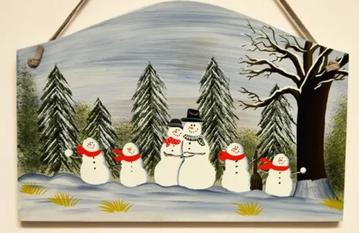 Family Of 6 Snowmen Plaque