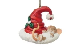 Mouse Snoozing With Santa'S Hat