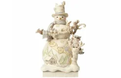 White Woodland Snowman Statue